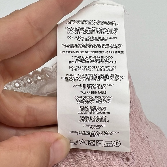 COCO AU LAIT British Embroidery Tie Collar Short Puff Sleeve Dress 2Y - Picture 7 of 7